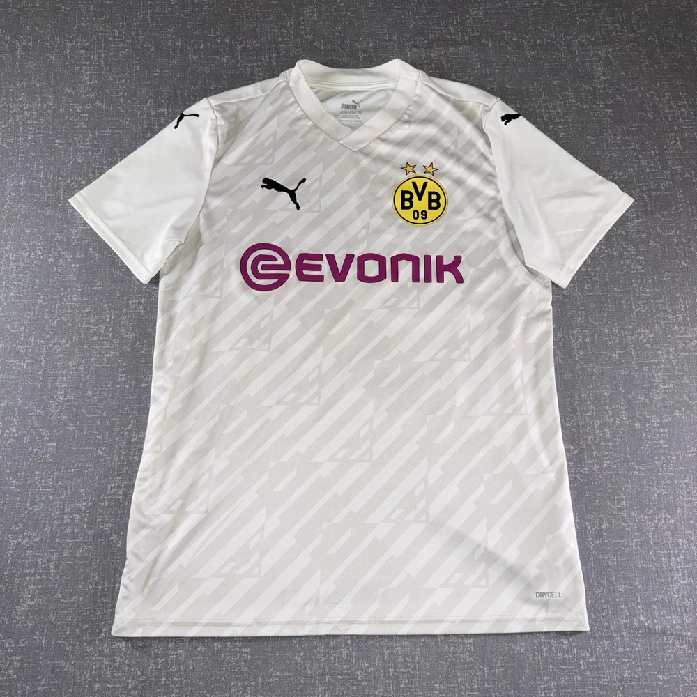 Puma Borussia Dortmund Jersey Boys XL 15-16Y White Soccer BVB Evonik 59